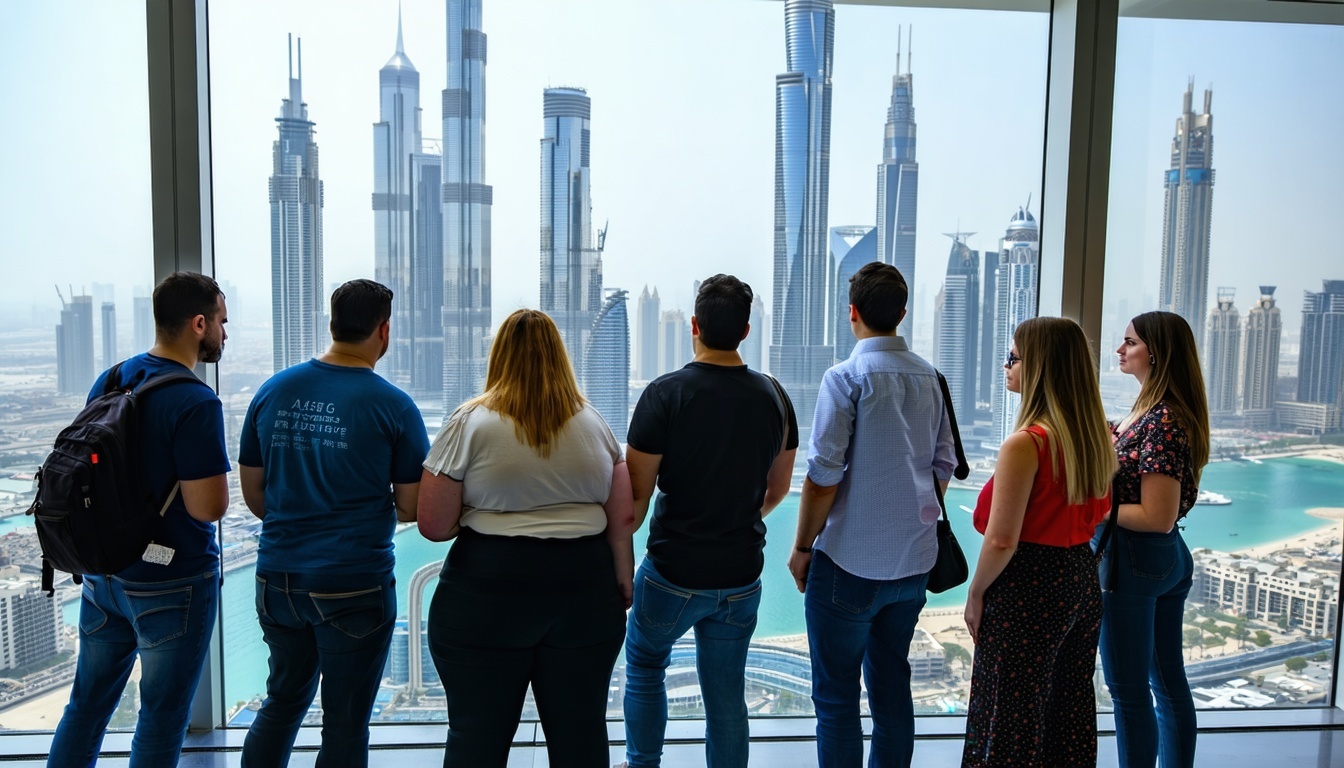 Guided group at the Burj Khalifa observation deck