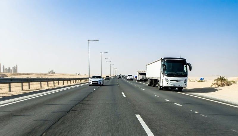 Dubai Road Pass Journey Travel fleet on a scenic UAE road